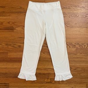 Neon Buddha white cotton ruffled hem cropped pants XS